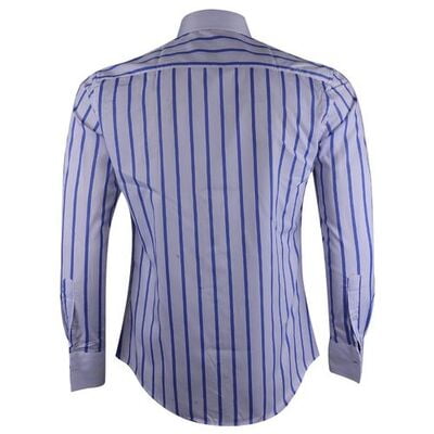 Pattinson Striped Long Sleeve Shirt - White / Sky Blue