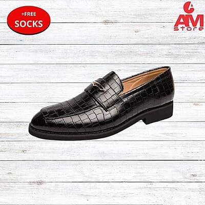 WH-Men's Slip-On Formal Loafers-Black-Wayne|20088