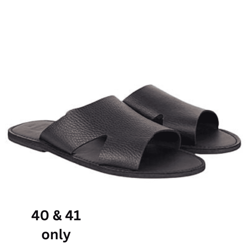 WH-Simple Plain Leather Slides-Black - Jakes|20097