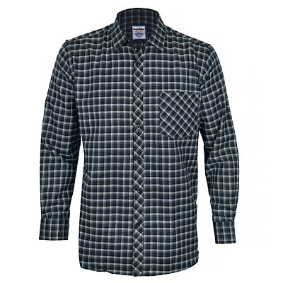 CD-Men's Checkers Long Sleeve Shirt-Blue/Cream-Fedrick|10428