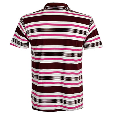 WH-Men's Stripe Casual Polo Shirt-Brown/White/Pink-Prince|11274