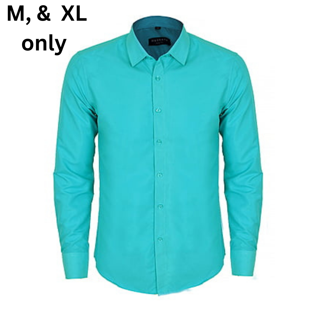 CD-Plain Office Long Sleeve Dress Shirt-Aqua Blue-Artuto|10611