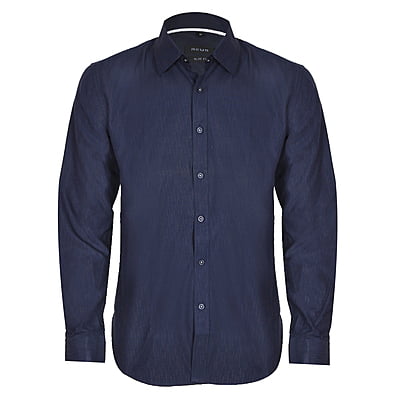 Galvan Plain Formal Long Sleeve Shirt - Navy|10616