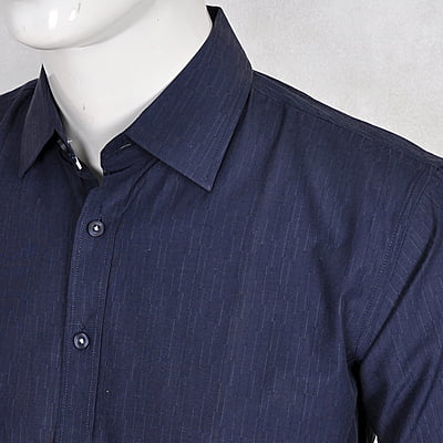 Galvan Plain Formal Long Sleeve Shirt - Navy|10616