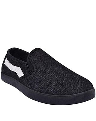 Dale Denim Slip On With White Stripe - Black