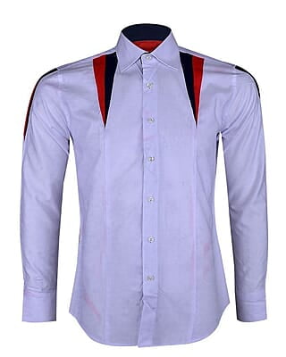 WH-Men's Contrast Collar Long Sleeve Shirt-White-Anthony|10398