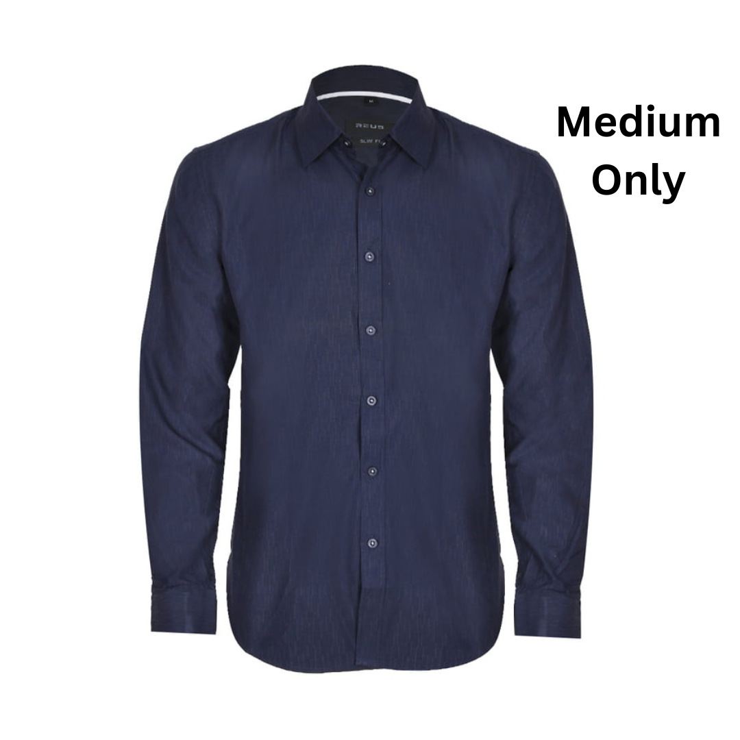 WH-Galvan Plain Formal Long Sleeve Shirt - Navy|10616