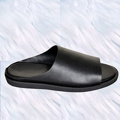 EZ-Men's Premium Slip-on Leather Slippers-Black-Javien|20158