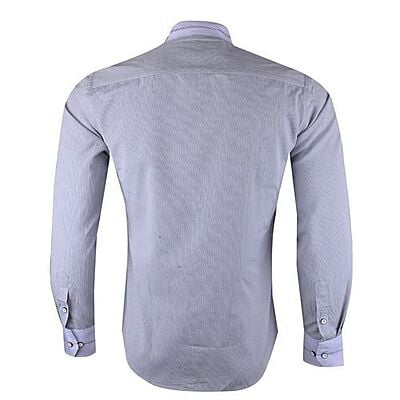 Men's Bishop Collar Long Sleeve Shirt-Gray-Oscar|10568