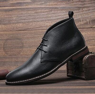 Men's Lace-up Chukka Boots-Black-Giovanni|20098