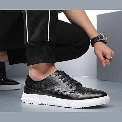 WH-Breathable Lace-up Casual Leather Sneakers-Tony|20123