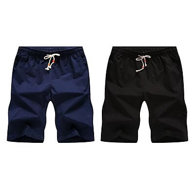 WH-Men's Casual 2-in-1 Chinos Short-Navy Blue/Black-Francis|11296