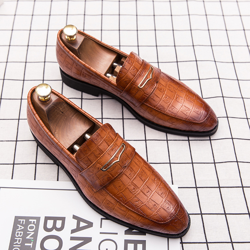 Men's Slip-On Formal Loafers-Brown-Wayne|20089