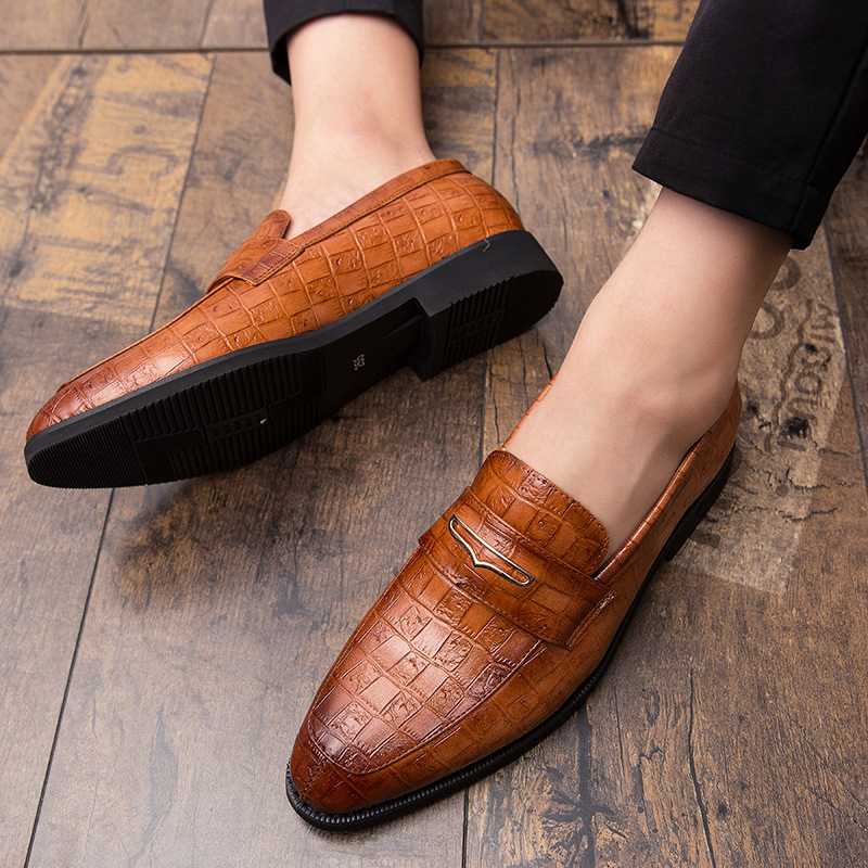 Men's Slip-On Formal Loafers-Brown-Wayne|20089