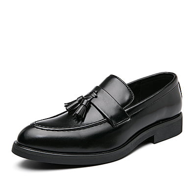 Men's Slip-on Tassel Formal Loafers Shoe-Black-Lozano|20095